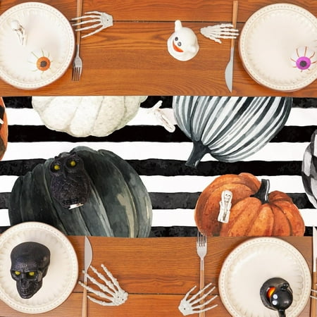 

Fall Table Runner Colorful Trendy Stylish Pumpkins Table Decor Thanksgiving Halloween Dining Kitchen Fall Decorations for Home 13×73 Inches