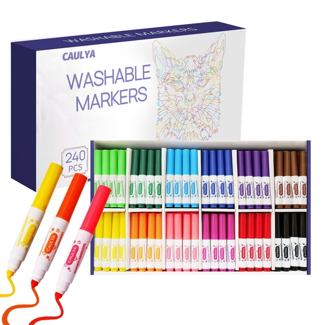 Rotuladores lavables Caulya, 12 colores, 240 unidades, para el aula de niños