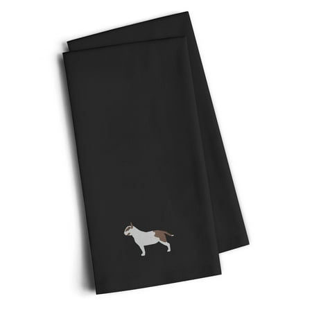 Embroidered Linen Towel Set - Black Embroidered Kitchen Towel Set of 2