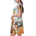 thumbnail image 2 of Naloa Surfing Cat Sun Print Womens Summer A-Line Dress with Pockets,Short Sleeve Dresses,Flowy Beach Swing Dress for Vacation Travel, 2 of 6