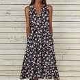 thumbnail image 2 of Yotami Summer Dresses for Women Plus Size Casual Dress with Pocket Sleeveless Button V-Neck Floral Dress for Beach Holiday Loose Flowy Maxi Dress Multicolor, 2 of 5
