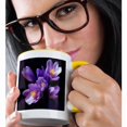 thumbnail image 2 of 3dRose, Purple Flowers, 15oz Two-Tone Yellow Mug, 2 of 7
