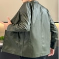 thumbnail image 4 of Maoxin Mens Leather Jacket Men's Stand Up Collar Business Casual Leather Jacket Zipper Cardigan Jacket Leather Jacket Plus Size Army Green XL, 4 of 4