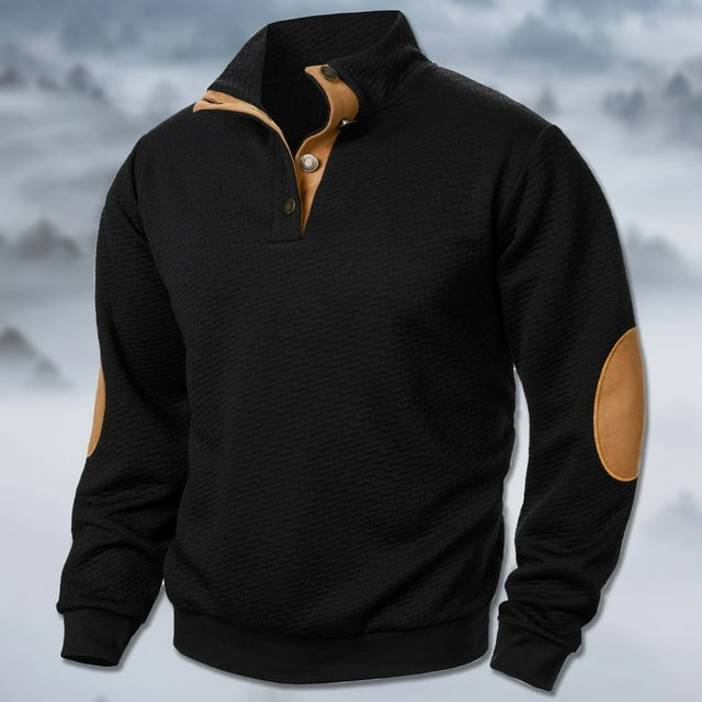 TINZ Chandail en Molleton d'Hiver pour Homme avec Col Montant, Couture Articulée, Jacquard Décontracté, Sans Capuche, Graphique
