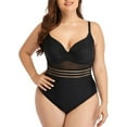 thumbnail image 2 of NIEWTR Women's Plus Size One Piece Swimsuit Colorblock Scoop Neck Shorts Monokini(Black,L), 2 of 7