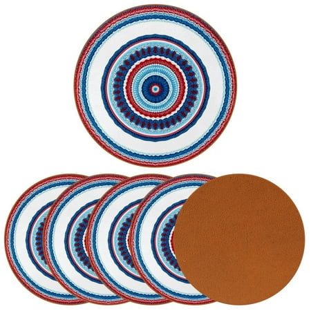 

YZUOUZY Coasters Table Decor 6 Pcs Round Cool Coasters Feathers Carnival Wreath Circle