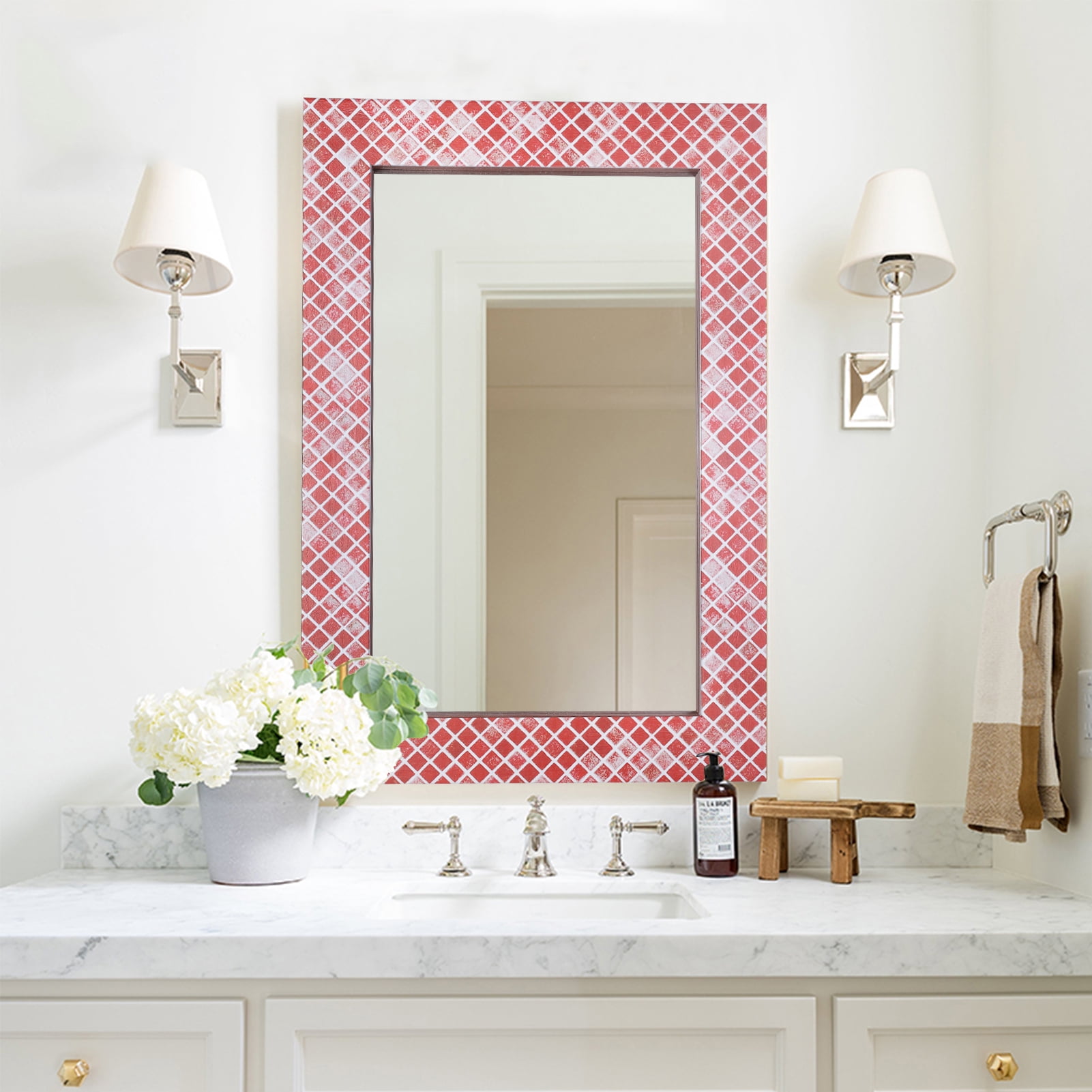 Red Framed Bathroom Mirror – Rispa