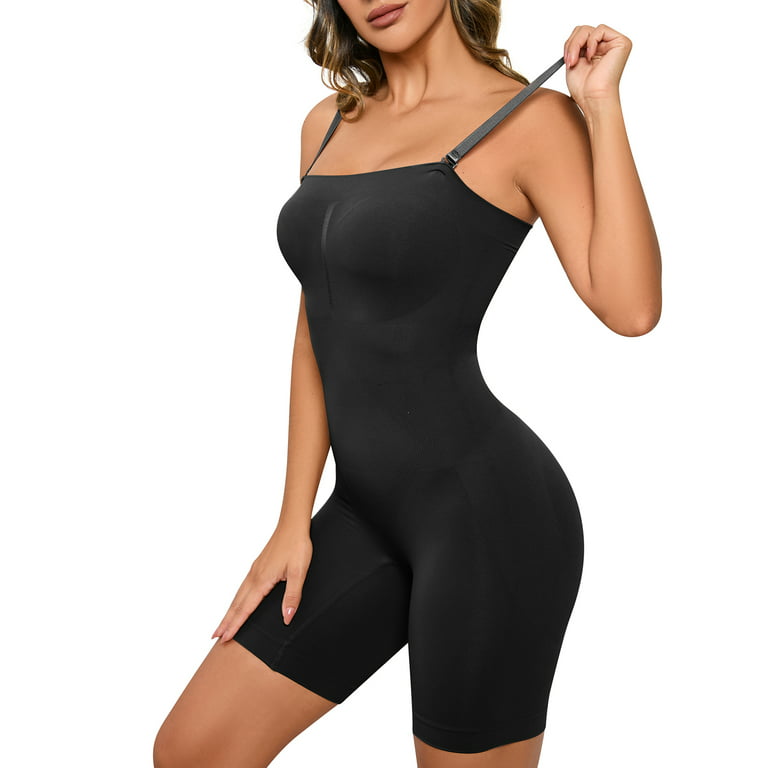 LELINTA Strapless Cupped Mid-Thigh Bodysuit High Waist Control
