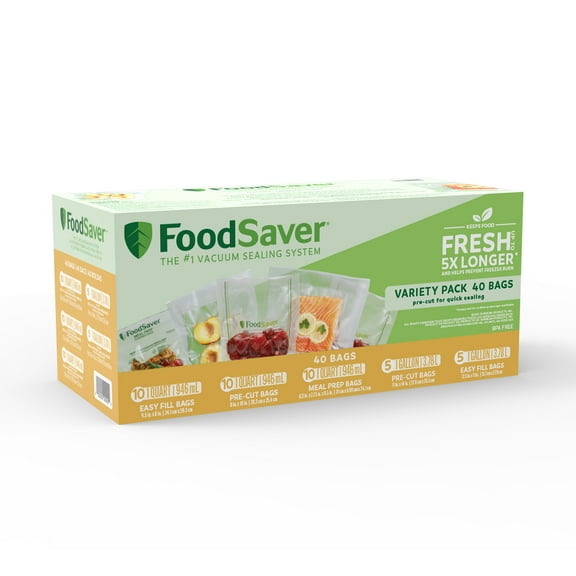 FoodSaver Vacuum Sealer Bags Variety Pack, 40 Count