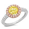 thumbnail image 2 of 1.86 ct Round Cut Simulated Yellow Diamond Solitaire with Accents Engagement Ring for Women in 14K White/Rose Gold, 2 of 2