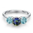 thumbnail image 3 of Gem Stone King 925 Sterling Silver Blue Mystic Topaz and Blue Zircon Engagement Ring for Women | 2.70 Cttw | Round 6MM | Gemstone November Birthstone | Size 9, 3 of 6
