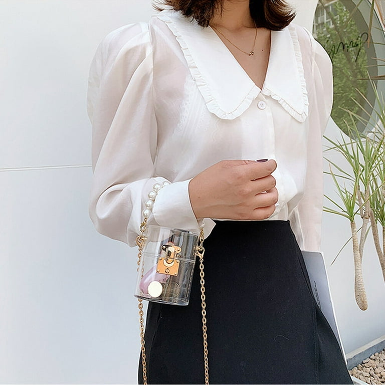 Dropship 2023 Fashion Clear Acrylic Box Clutch Purse Women Transparent  Handbag Plastic Barrel Shaped Bag Girl Party Bag With Pearl Chain to Sell  Online at a Lower Price