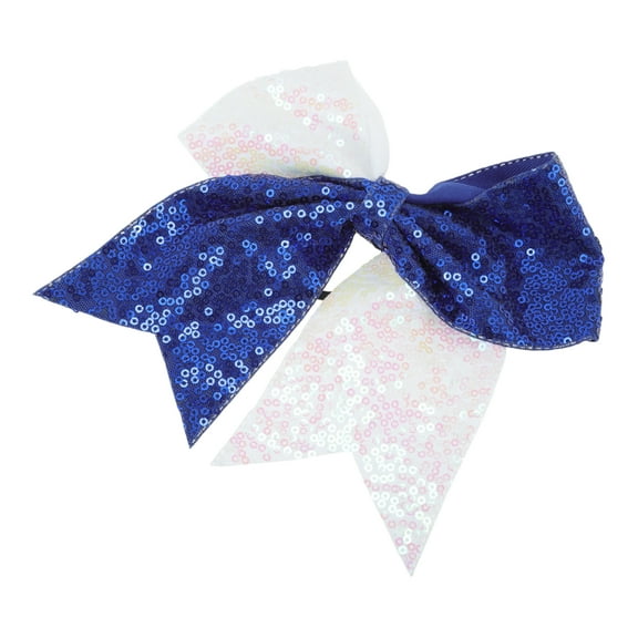 Unique Bargains 1 Pc Hair Elastics Halloween Sequin Bow Hair Ties for Women Blue White