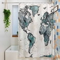 thumbnail image 3 of Vintage Map Shower Curtain Set, Waterproof Shower Curtains for Bathroom, Teal Flowers Color Block Abstract Washable Fabric Cloth Bath Curtain for Bathtub Decoration with Hooks 60x72 Inches, 3 of 9