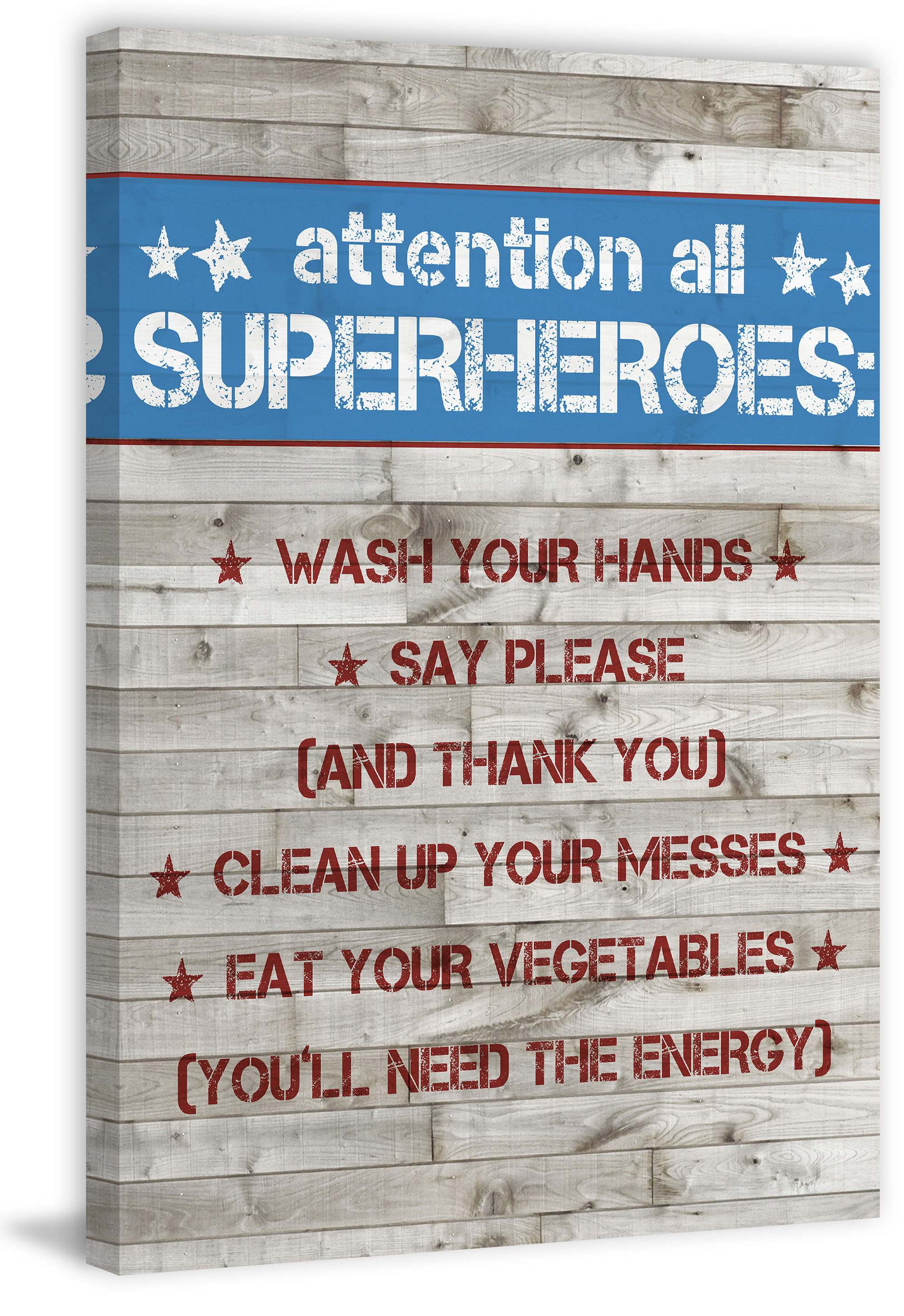 Marmont Hill Wooden Superhero House Rules Canvas Wall Art