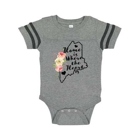 

Inktastic Maine Home is Where the Heart is with Watercolor Floral Gift Baby Boy or Baby Girl Bodysuit
