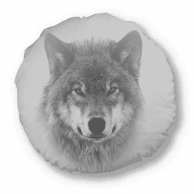 Loup Gris Chasse Farouchement Art Déco Mode Ronde Jeter Coussin Décoration Maison Coussin