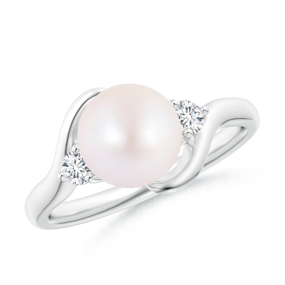 ANGARA Classic Japanese Akoya Cultured Pearl Bypass Ring in 14K White Gold for Women | June Birthstone, Birthday, Anniversary, Jewelry Gift for Women | Pearl Ring