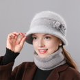 thumbnail image 2 of Dbuoem 2Pcs/Set Women Winter Hat Scarf Set Elastic Soft Hat Scarf Set, 2 of 7