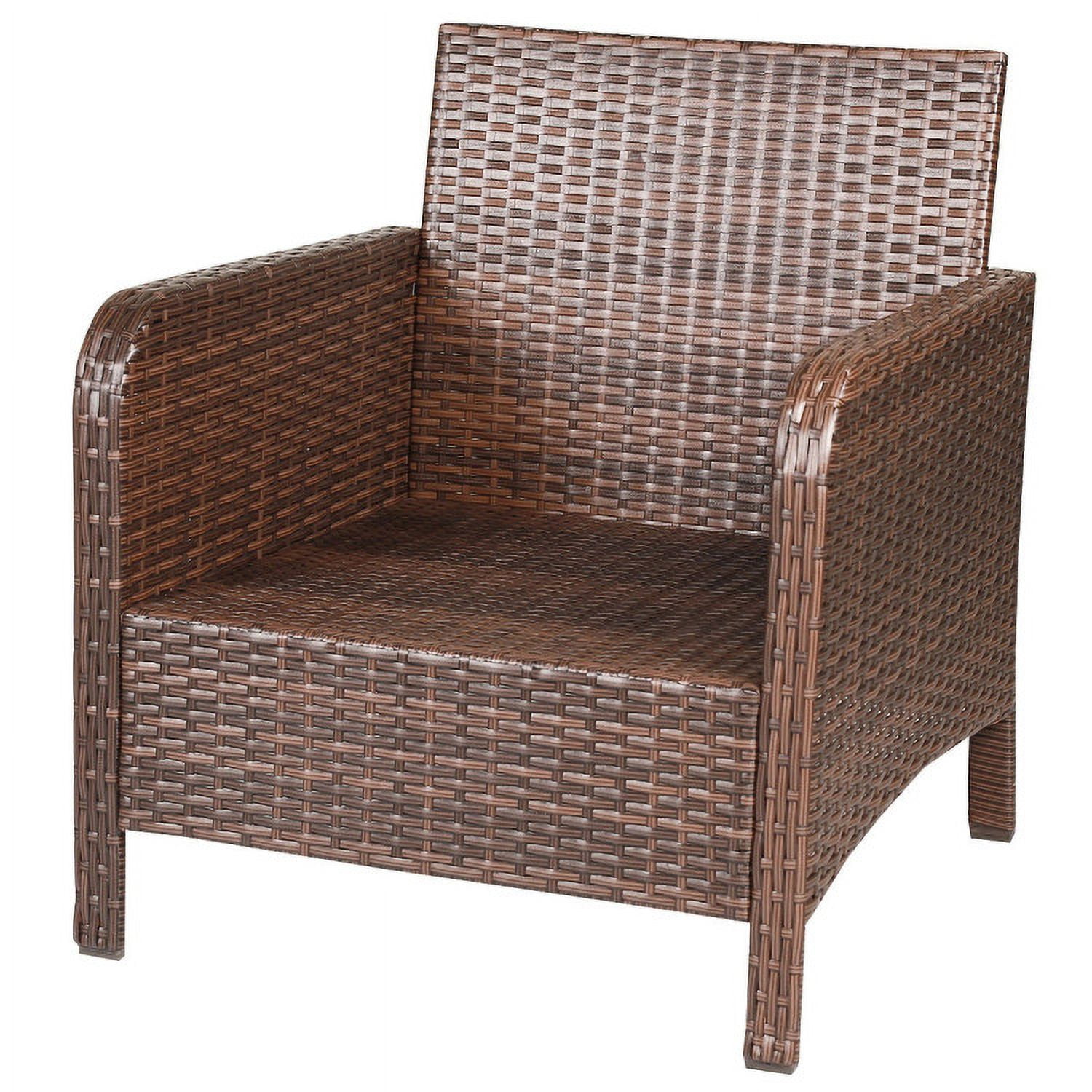 Aimee Lii 5 Pieces Patio Rattan Sofa Ottoman Furniture Set with Cushions, Outdoor Patio Furniture, Brown