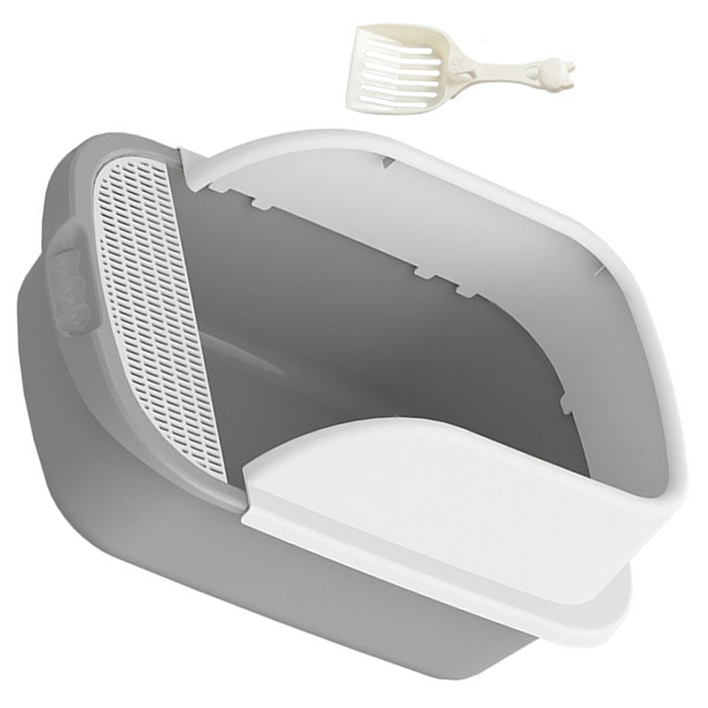 ULTNICE 1 Set of Litter Box for Kittens Cat Toilet in Light Grey with Durable Use