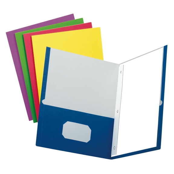Oxford School Grade Two Pocket Folders with Fasteners, Assorted Colors, Letter Size