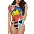 thumbnail image 1 of Junzan Justaucorps à Manches Courtes Col Rond Imprimé Chats Amusants pour Femmes, T-shirt Mode Aguichant une Pièce Col Rond Justaucorps Aguichant pour Sortir-Petit, 1 of 7