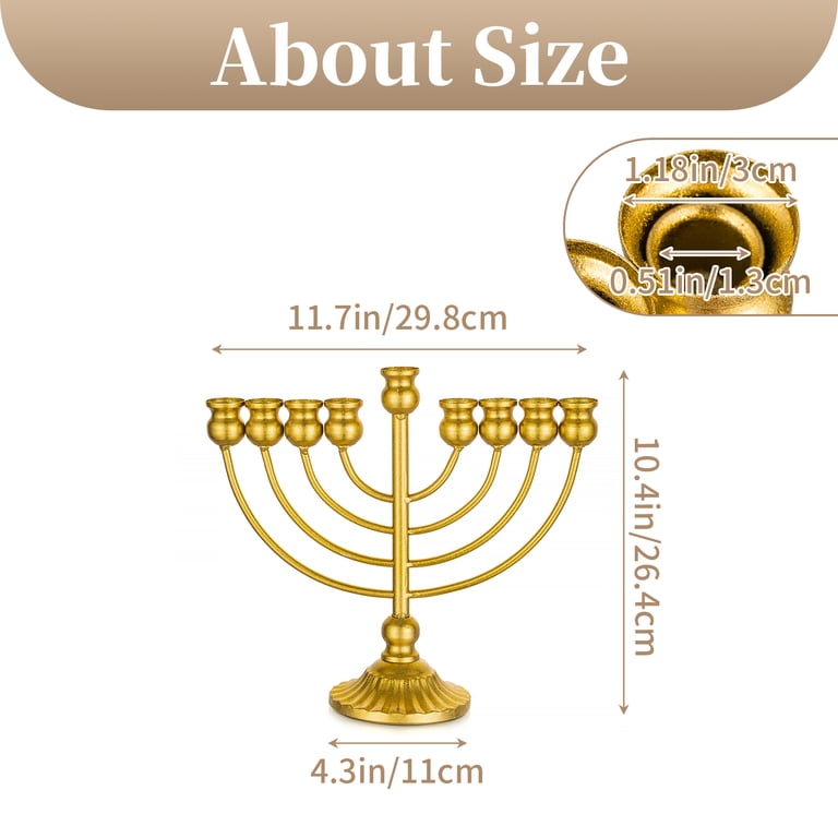 Sziqiqi Gold Plated 9-Branch Hanukkah Menorah photo 6