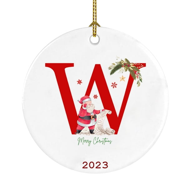 Adorno Navideño Para Colgar Árbol De Navidad Para Coche Adorno Redondo De Acrílico Papá Noel 26 Letras Decoraciones Decoraciones Para Fiestas Navideñas 1 Unidad