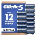 thumbnail image 1 of Gillette - 5 recambios de cuchillas de afeitar para hombre, 12 unidades, 1 of 7
