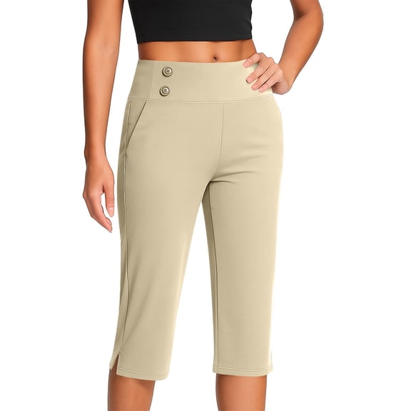 Capris for Women Stretch High Waisted Summer Capris Pants Casual Yoga Work Golf Pants with Pockets