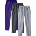 thumbnail image 3 of SLdy 3 Pcs Men's Jogger Pants for Work Cargo Pockets Construction Office Casual Daily Wear Utility Style Sweatpants, Purple XXXL, 3 of 3