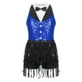 thumbnail image 3 of Haitryli Kids Girls Sequins Tassel Latin Modern Jazz Dance Dress Tuxedo Ballroom Costume Dancewear Blue 8, 3 of 7