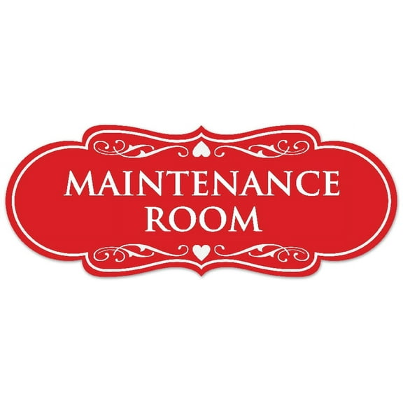 Signs ByLITA Designer Maintenance Room Sign - Easy Installation | Durable Wall or Door Sign (Red) - Large