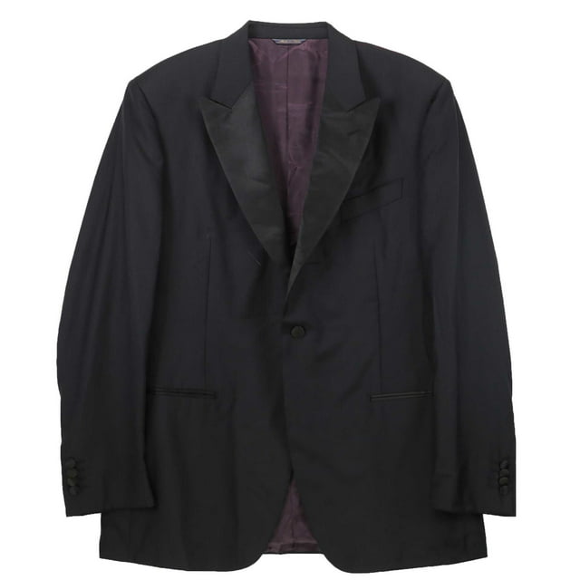 Trussini Smoking Noir pour Homme à Mini Chevrons avec Revers en Pointe - 38 Court