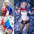 thumbnail image 5 of Suicide Squad-Peluca de cabello sintético para mujer, disfraz de Harley Quinn, cola de caballo doble, accesorios de vestir para Halloween, regalos, 5 of 5
