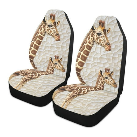 ALAZA Giraffe Family and Tree Car Seat Covers 2 PCs Universal Auto Front Seats Interior Protector