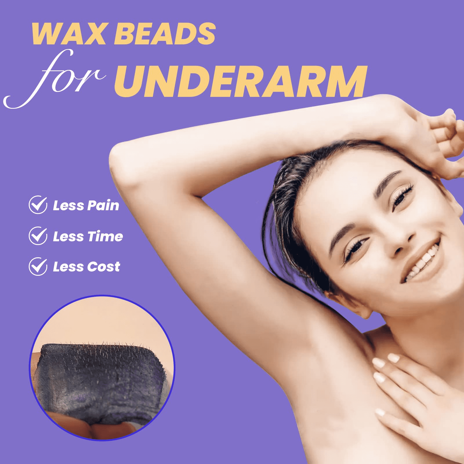 Charmonic 1.1lb/500g Hard Wax Beads for Hair Removal, Depilatory Wax Beans(lavender)