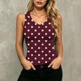 thumbnail image 2 of Htigea Polka Dots Tank Tops for Women Ribbed V-Neck Sleeveless T-Shirts Summer Fitted Tanks for Going Out Daily Wine XL, 2 of 7