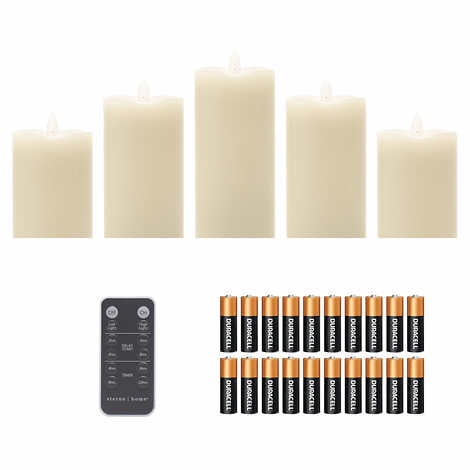 Sterno Home Set of 5 LED Flameless Wax Candles with Remote Control 