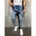 thumbnail image 5 of Sylvamorning Men Loose Distressed Ripped Denim Bib Pants Overalls Jumpsuit Jeans, 5 of 5