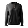 thumbnail image 3 of TYGHBN Autumn and Winter Women's Knitting New Casual Long Sleeve Button Ruffle Pullover Sweater Men Ladies Sweatshirts Pullover Colla Sweater Hood Sweater Women Sweater Mens Mens Winter Shirt, 3 of 4