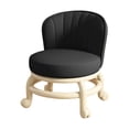 thumbnail image 2 of Taburete de rueda de polea de asiento redondo de rodillo bajo, reposapiés pequeño, silla giratoria portátil resistente, Mini taburete móvil para Fitne Negro Macarena Asiento rodante bajo, 2 of 8
