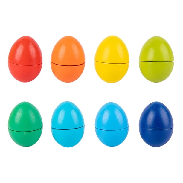 EeaseMX 8 piezas de juguetes de reconocimiento para niños, juguetes de madera con forma de huevo y colores a juego.