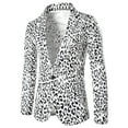 thumbnail image 6 of Unique Bargains Men's Leopard Animal Print Notched Lapel Slim Fit Blazer M White Black, 6 of 7