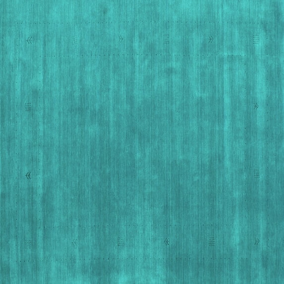 Ahgly Company Indoor Square Abstract Turquoise Blue Contemporary Area Rugs, 6' Square
