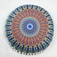 thumbnail image 2 of Coussin Rond 43x43cm Épais en Lin pour Chaise de Bureau, Housse de Coussin de Méditation Imprimé Fleuri Pouf Rétro Boho, 2 of 6