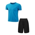 thumbnail image 3 of Sinleey Kids Boys Quick Dry Sportwear Short Sleeve T-shirts with Athletic Shorts Sports Swim Outfit Sky Blue&Black M, 3 of 4