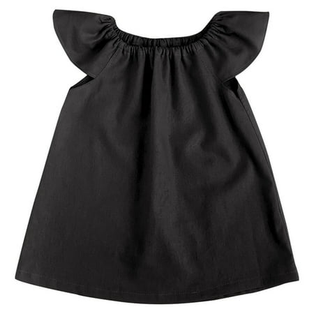 

HIBRO Kids Toddler Baby Girls Spring Summer Solid Cotton Ruffle Sleeveless Princess Dress Clothes 2 Years Girls Party Dresses Toddler Dress Wedding