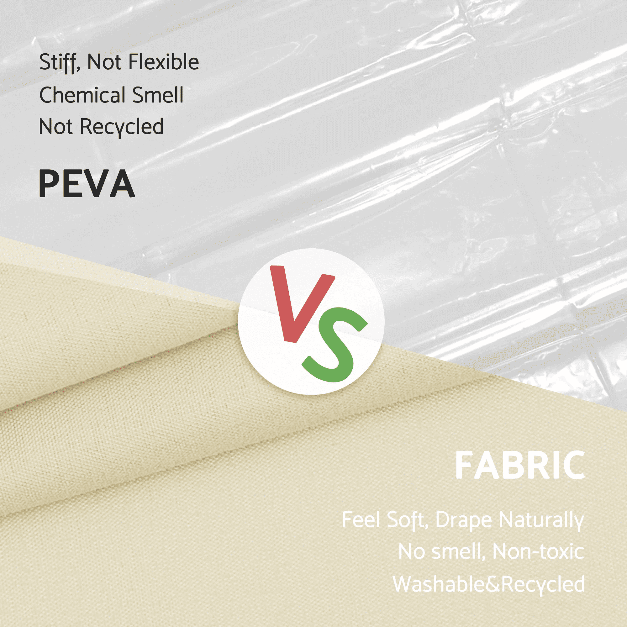 Mrs Awesome Waterproof Fabric Shower Curtain Liner Microfiber with 3 Magnets, Cream -72"x72"